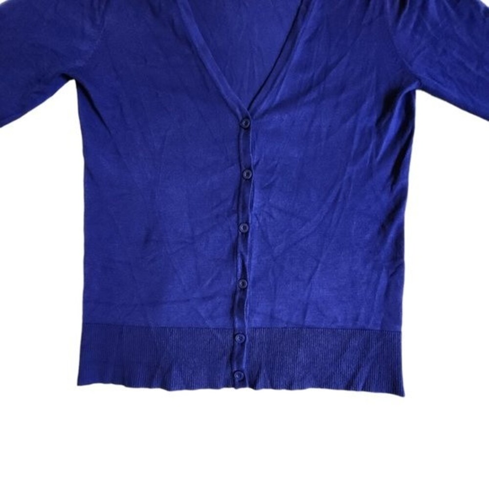 14th & Union blue button front v neck 3/4 sleeve cardigan sweater sz L - Picture 5 of 11